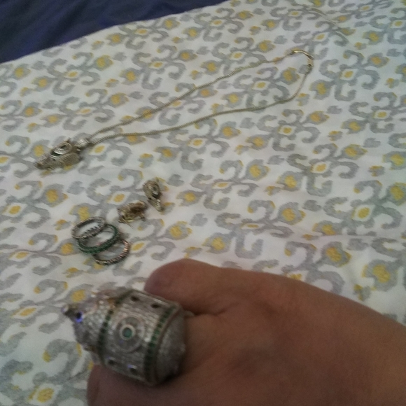 Set of good Luck elephant and all sterling silver shubby chic retro style, 8pcs. - Picture 2 of 6